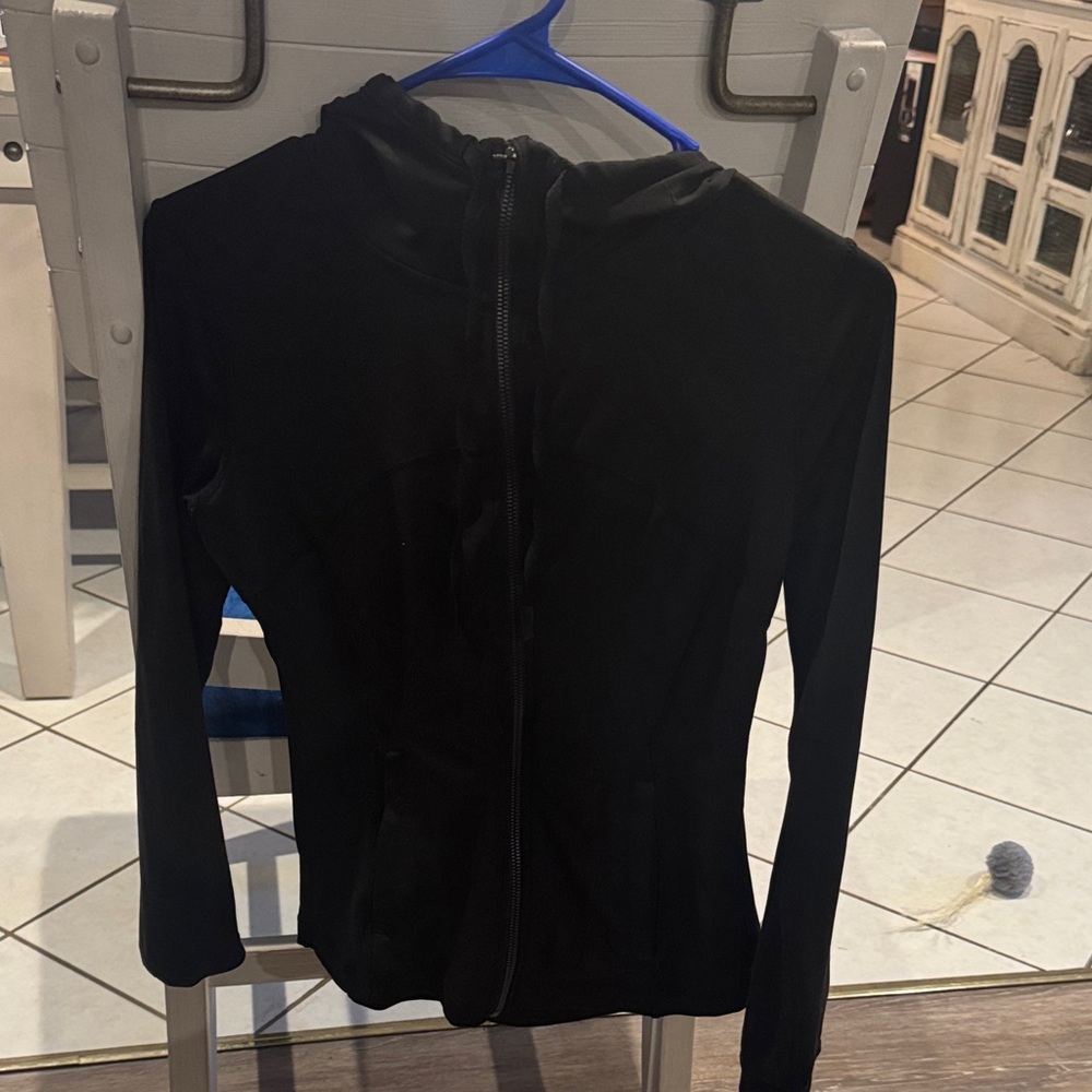 Love Tree Black fitted zip up with pockets & hood.